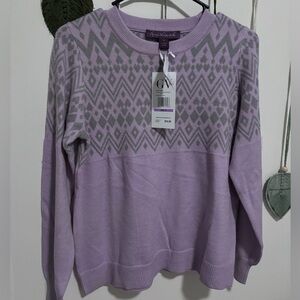 Gloria Vanderbilt Lilac Geometric Sweater